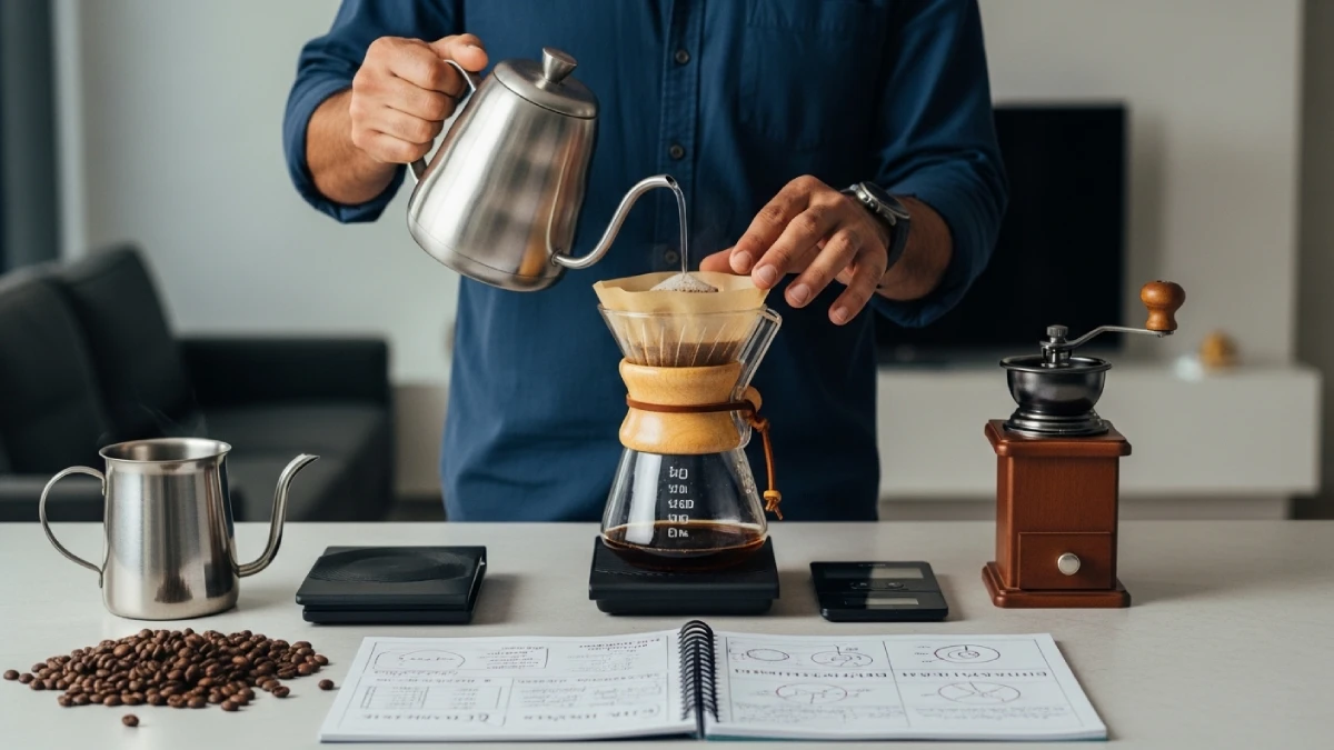 Kit de Alta Performance Home Office com Preparo Manual de Café Chemex para Produtividade e Foco Mental