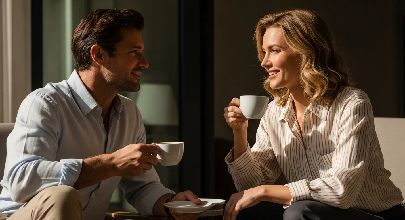 Café em momentos de conversa e pausa
