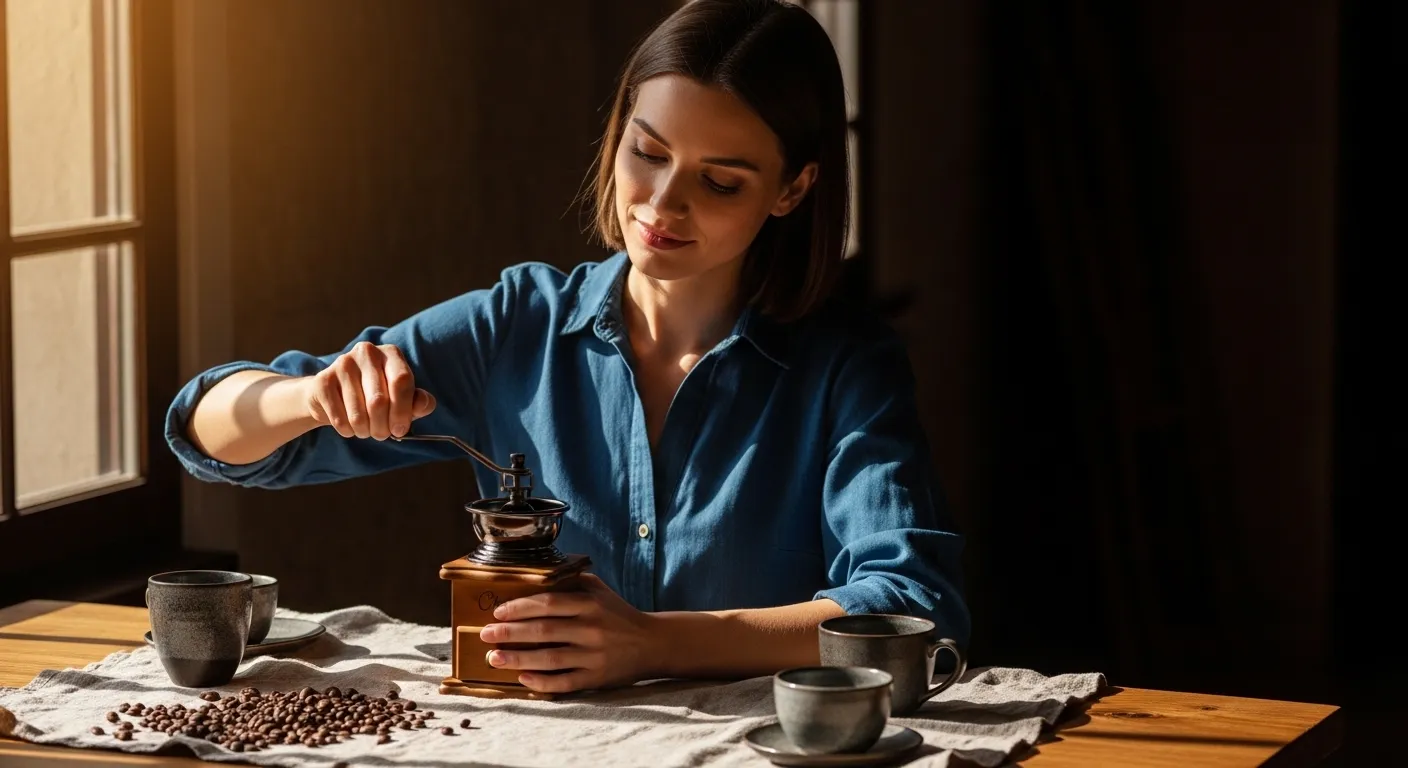 Ritual do café e extração equilibrada com moedor